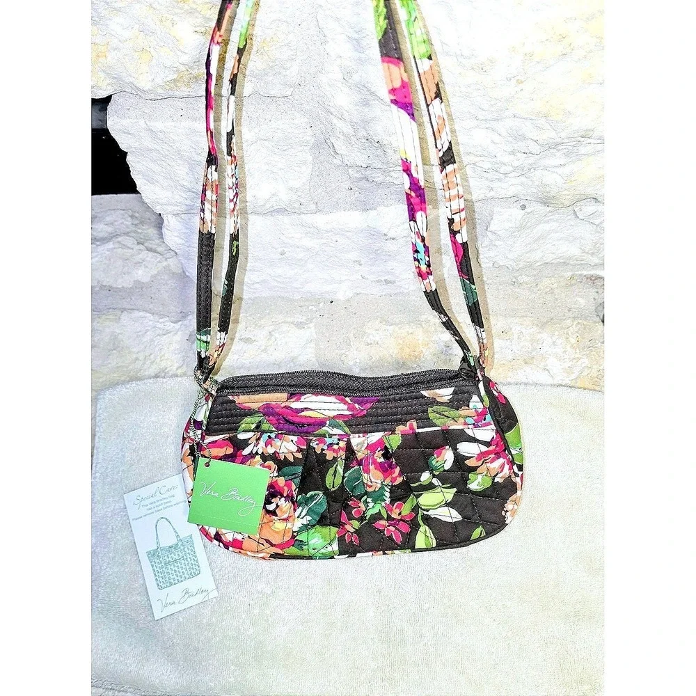 Vera Bradley English Rose Chocolate Whitney Quilted Purse New! Retired Pattern